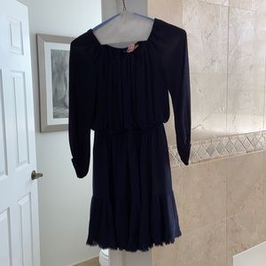 Navy 100 silk dress Kobi Helperin. XS